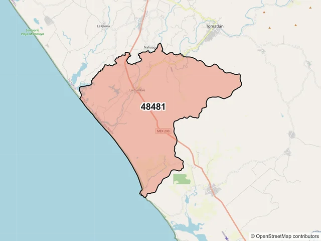 Mapa del código postal 48481, Tomatlán, Jalisco