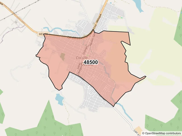 Mapa del código postal 48500, Cocula, Jalisco