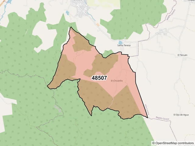 Mapa del código postal 48507, Cocula, Jalisco