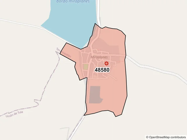 Mapa del código postal 48580, Tenamaxtlán, Jalisco