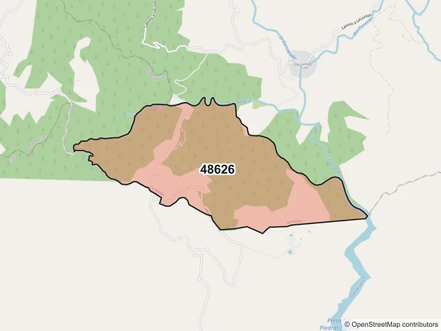 Mapa del código postal 48626, Juchitlán, Jalisco