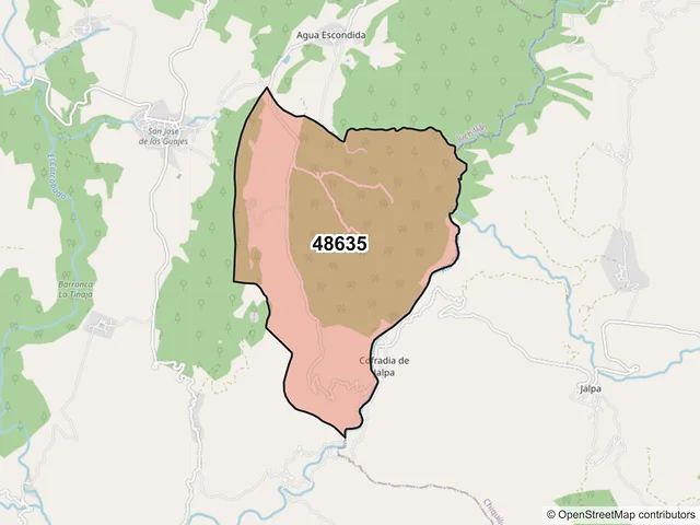 Mapa del código postal 48635, Juchitlán, Jalisco