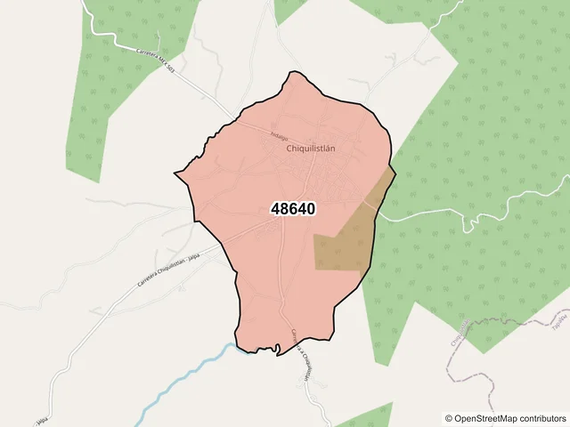 Mapa del código postal 48640, Chiquilistlán, Jalisco