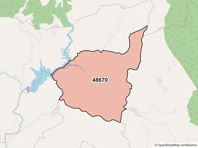 Mapa del código postal 48670, Ejutla, Jalisco
