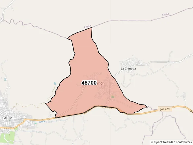 Mapa del código postal 48700, El Limón, Jalisco