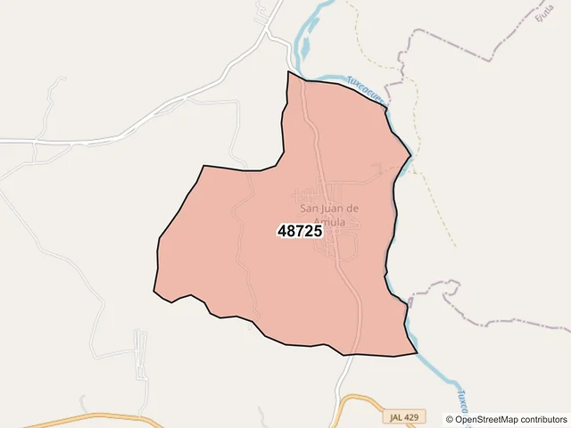 Mapa del código postal 48725, El Limón, Jalisco