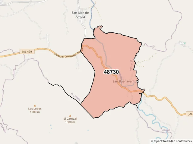 Mapa del código postal 48730, El Limón, Jalisco