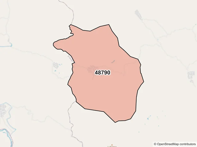 Mapa del código postal 48790, Tuxcacuesco, Jalisco