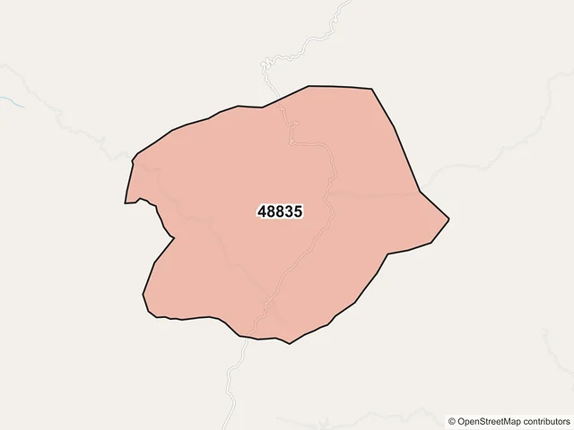 Mapa del código postal 48835, Villa Purificación, Jalisco