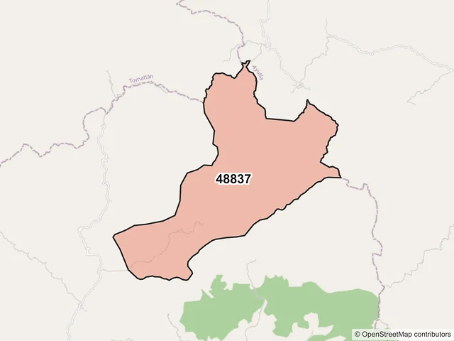Mapa del código postal 48837, Villa Purificación, Jalisco