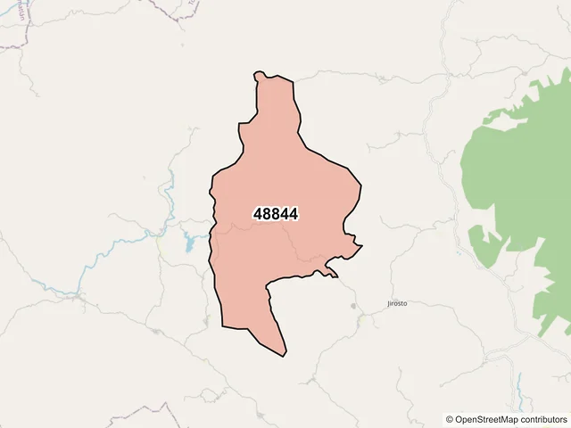 Mapa del código postal 48844, Villa Purificación, Jalisco