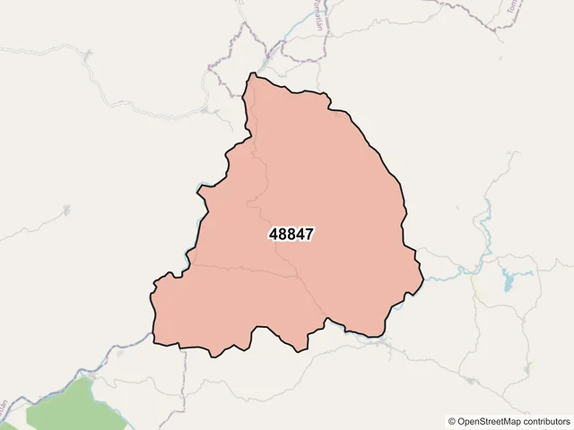 Mapa del código postal 48847, Villa Purificación, Jalisco