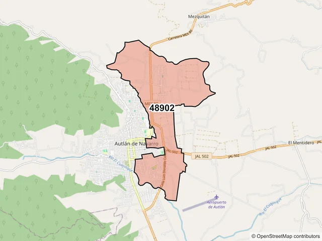 Mapa del código postal 48902, Autlán de Navarro, Jalisco