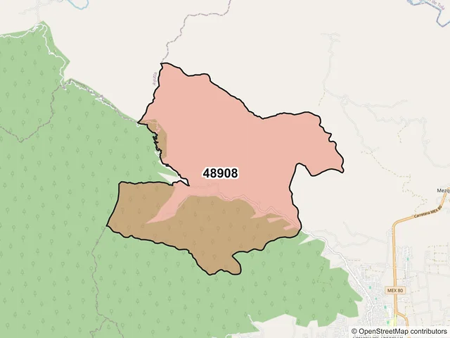 Mapa del código postal 48908, Autlán de Navarro, Jalisco