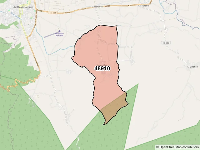 Mapa del código postal 48910, Autlán de Navarro, Jalisco