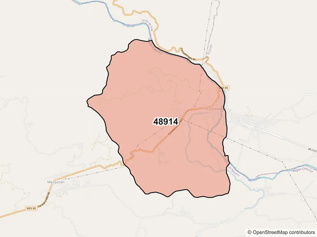 Mapa del código postal 48914, Autlán de Navarro, Jalisco