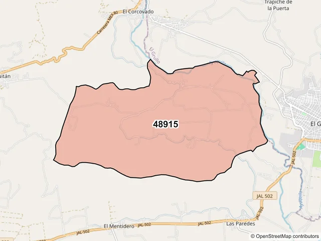 Mapa del código postal 48915, Autlán de Navarro, Jalisco