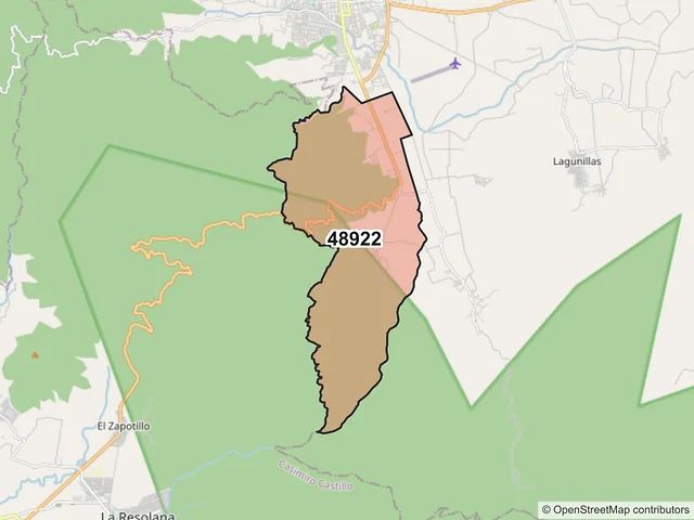 Mapa del código postal 48922, Autlán de Navarro, Jalisco