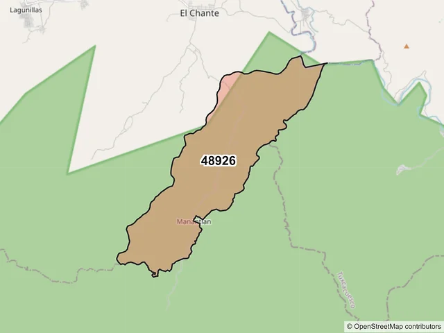 Mapa del código postal 48926, Autlán de Navarro, Jalisco