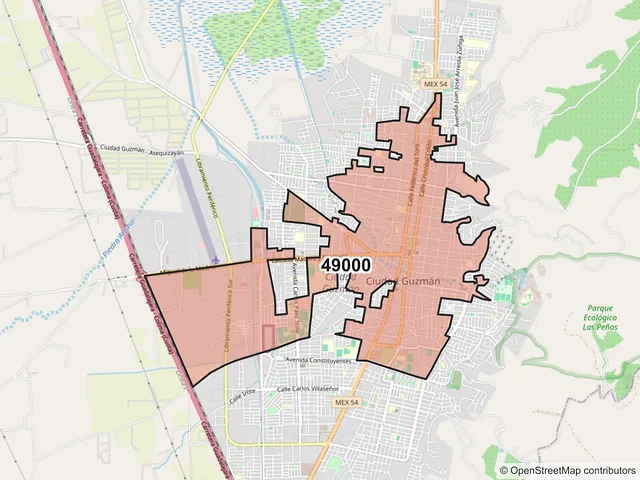 Mapa del código postal 49000, Zapotlán el Grande, Jalisco