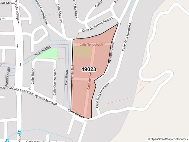 Mapa del código postal 49023, Zapotlán el Grande, Jalisco