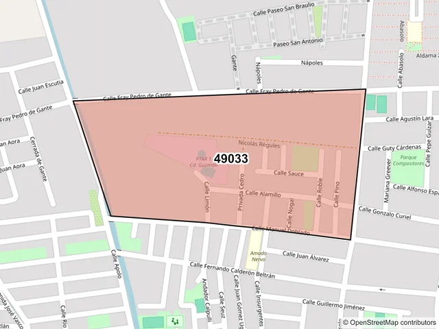 Mapa del código postal 49033, Zapotlán el Grande, Jalisco