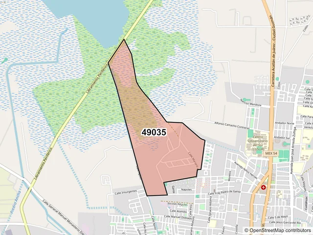Mapa del código postal 49035, Zapotlán el Grande, Jalisco
