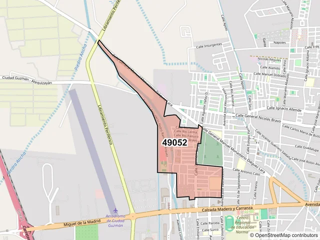 Mapa del código postal 49052, Zapotlán el Grande, Jalisco