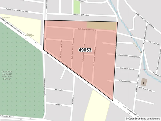 Mapa del código postal 49053, Zapotlán el Grande, Jalisco