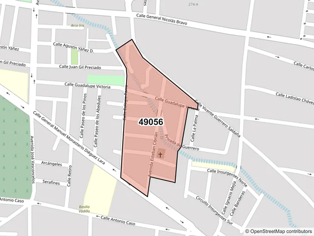 Mapa del código postal 49056, Zapotlán el Grande, Jalisco