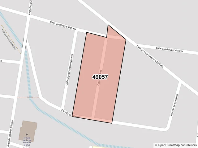 Mapa del código postal 49057, Zapotlán el Grande, Jalisco
