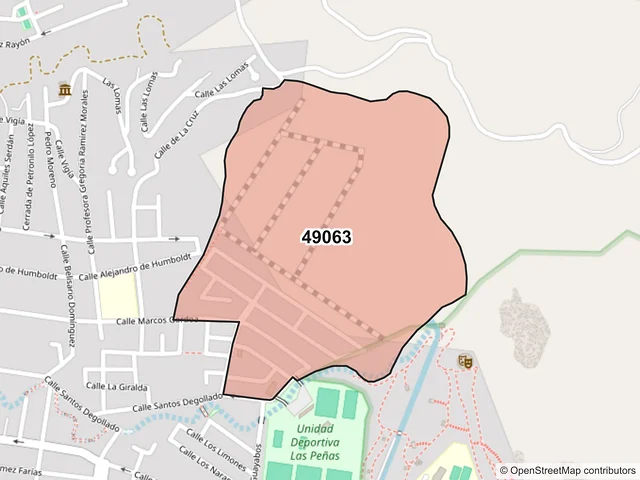 Mapa del código postal 49063, Zapotlán el Grande, Jalisco