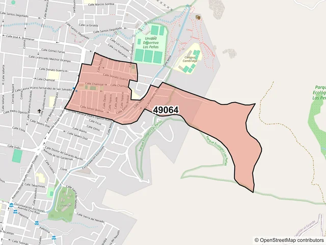Mapa del código postal 49064, Zapotlán el Grande, Jalisco