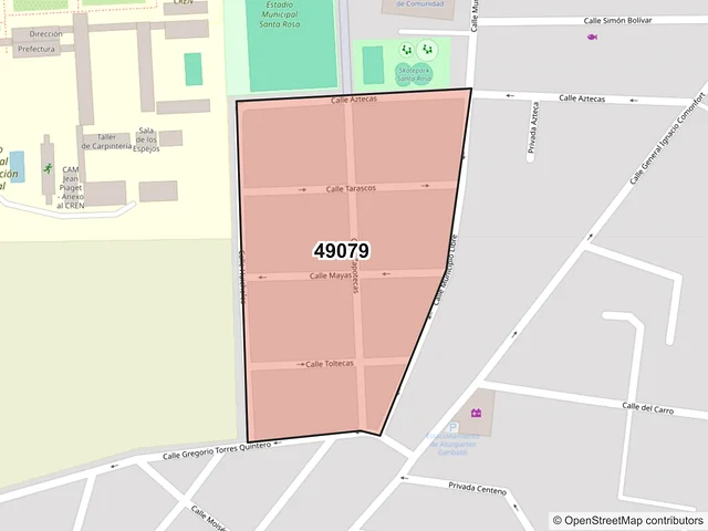 Mapa del código postal 49079, Zapotlán el Grande, Jalisco