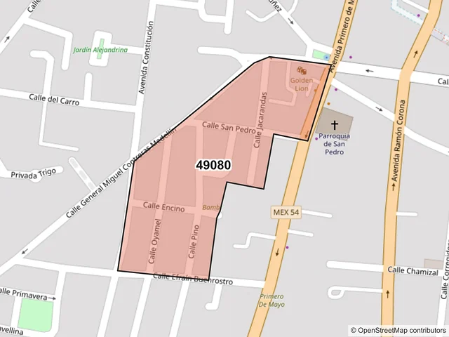 Mapa del código postal 49080, Zapotlán el Grande, Jalisco