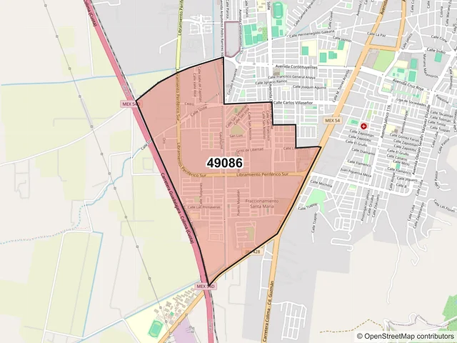 Mapa del código postal 49086, Zapotlán el Grande, Jalisco