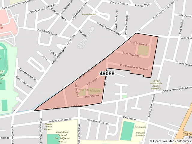 Mapa del código postal 49089, Zapotlán el Grande, Jalisco
