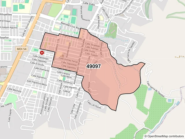Mapa del código postal 49097, Zapotlán el Grande, Jalisco