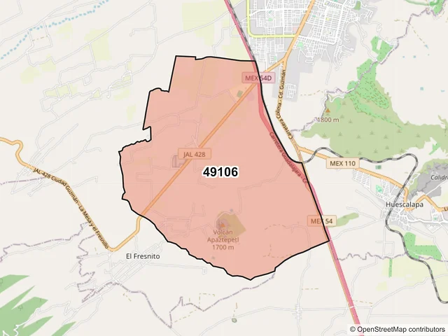 Mapa del código postal 49106, Zapotlán el Grande, Jalisco