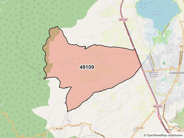 Mapa del código postal 49109, Zapotlán el Grande, Jalisco
