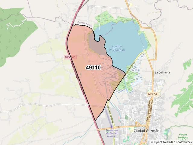 Mapa del código postal 49110, Zapotlán el Grande, Jalisco