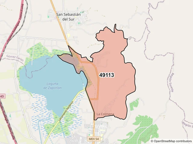 Mapa del código postal 49113, Zapotlán el Grande, Jalisco