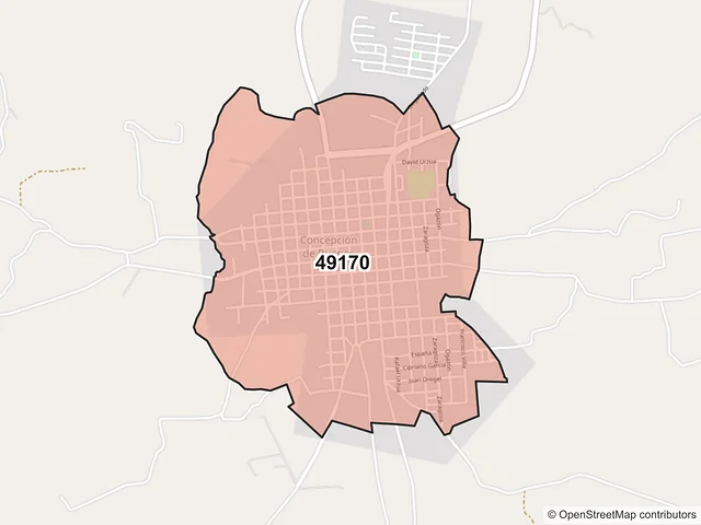 Mapa del código postal 49170, Concepción de Buenos Aires, Jalisco