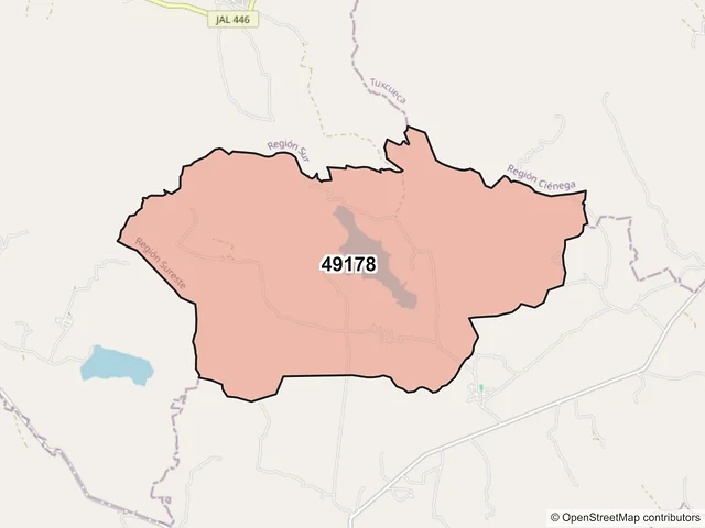 Mapa del código postal 49178, Concepción de Buenos Aires, Jalisco