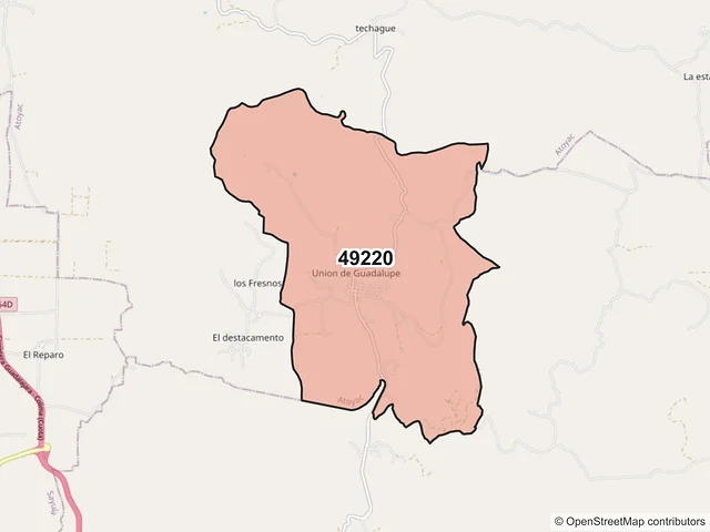 Mapa del código postal 49220, Atoyac, Jalisco