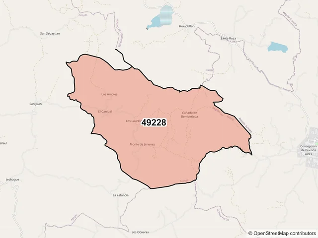 Mapa del código postal 49228, Atoyac, Jalisco
