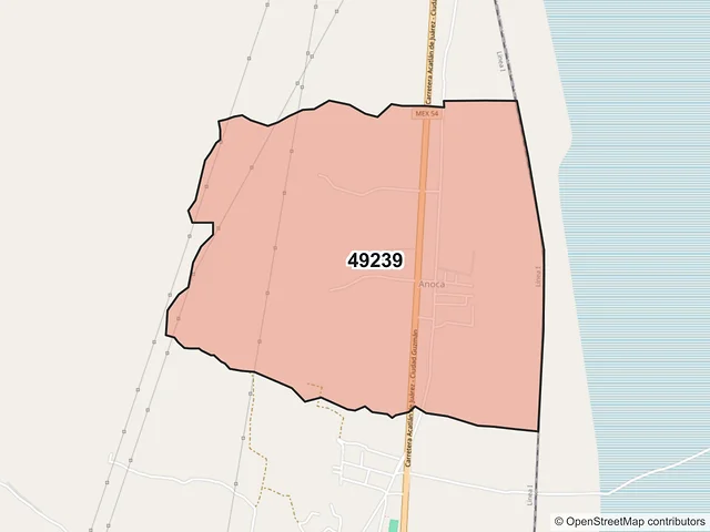 Mapa del código postal 49239, Techaluta de Montenegro, Jalisco