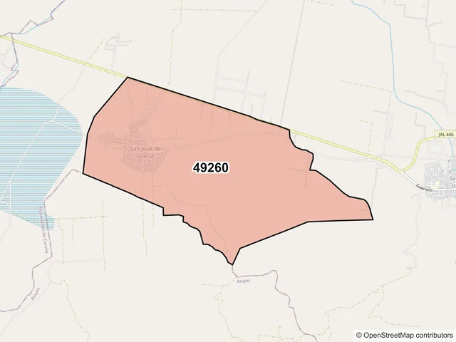 Mapa del código postal 49260, Teocuitatlán de Corona, Jalisco