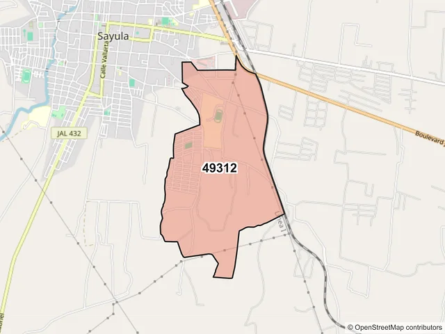 Mapa del código postal 49312, Sayula, Jalisco