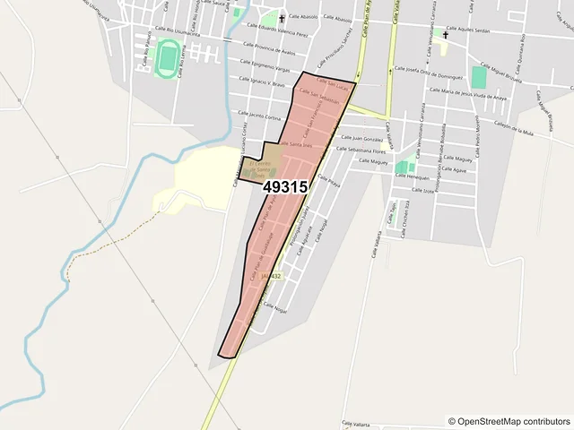 Mapa del código postal 49315, Sayula, Jalisco